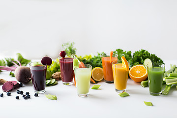 Image showing glasses with different fruit or vegetable juices