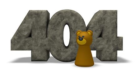 Image showing stone number 404 and bear pawn - 3d illustration