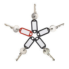 Image showing Keys with red and black tags