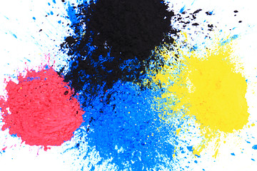 Image showing cmyk toner powder (cyan, magenta, yellow, black)