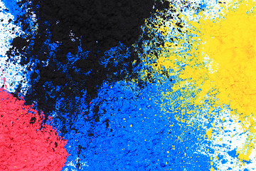 Image showing cmyk toner powder (cyan, magenta, yellow, black)