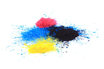 Image showing cmyk toner powder (cyan, magenta, yellow, black)