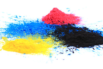 Image showing cmyk toner powder (cyan, magenta, yellow, black)