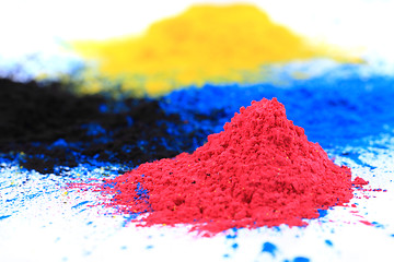 Image showing cmyk toner powder (cyan, magenta, yellow, black)