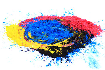 Image showing cmyk toner powder (cyan, magenta, yellow, black)