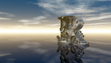 Image showing machine letter r under cloudy sky - 3d illustration