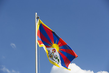 Image showing National flag of Tibet on a flagpole