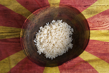 Image showing Poverty concept, bowl of rice with Macedonia flag      