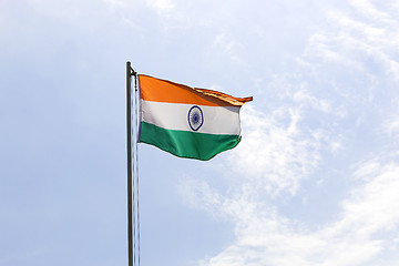 Image showing National flag of India on a flagpole