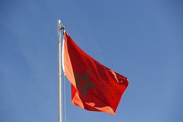 Image showing National flag of Morocco on a flagpole