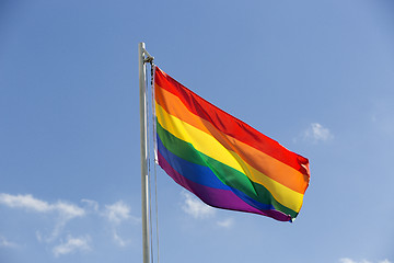 Image showing Rainbow flag on a flagpole