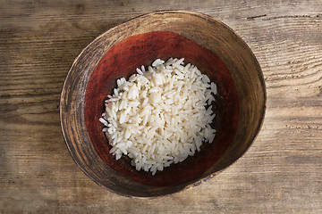 Image showing Poverty concept, bowl of rice with Japanese flag      