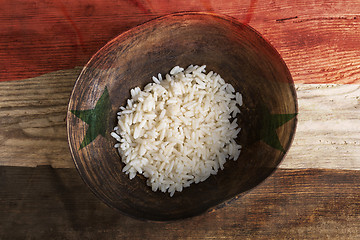 Image showing Poverty concept, bowl of rice with Syria flag      