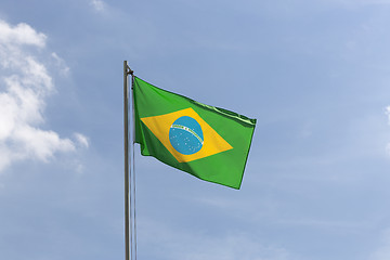Image showing National flag of Brazil on a flagpole