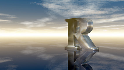 Image showing metal uppercase letter r under cloudy sky - 3d rendering