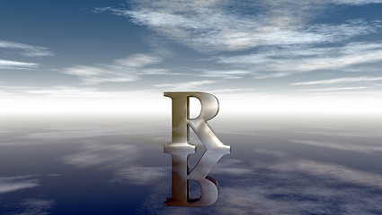 Image showing metal uppercase letter r under cloudy sky - 3d rendering
