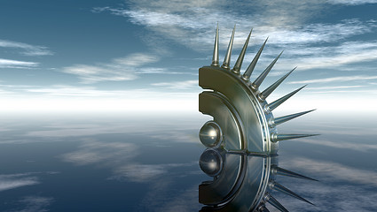 Image showing rss symbol with prickles under cloudy blue sky - 3d illustration