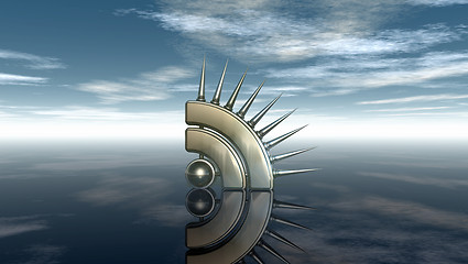 Image showing rss symbol with prickles under cloudy blue sky - 3d illustration