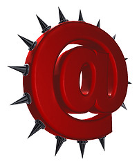 Image showing email symbol with prickles on white background- 3d illustration