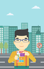 Image showing Man with modular phone vector illustration.