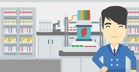 Image showing Man with three D printer vector illustration.