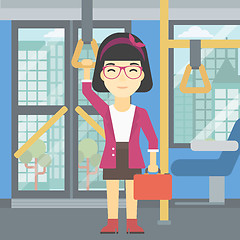 Image showing Woman traveling by public transport.