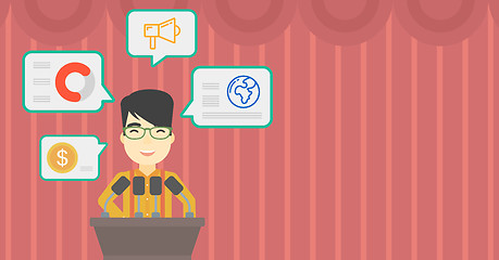 Image showing Male speaker on the podium vector illustration.