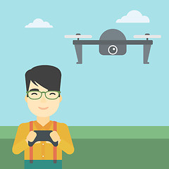 Image showing Man flying drone vector illustration.