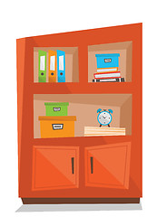 Image showing Office shelves with folders vector illustration.
