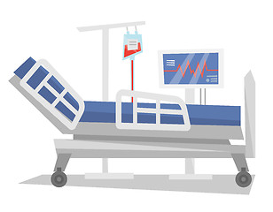 Image showing Hospital bed with medical equipments vector illustration.