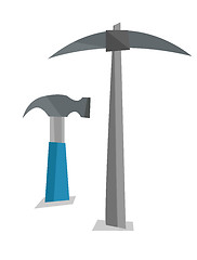 Image showing Mining pick and hammer vector illustration.