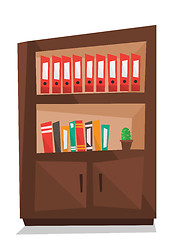 Image showing Office shelves with folders vector illustration.