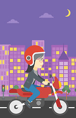 Image showing Woman riding motorcycle vector illustration.