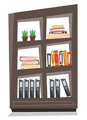 Image showing Office shelves with folders vector illustration.