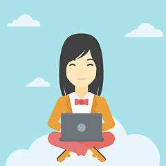 Image showing Woman using cloud computing technology.