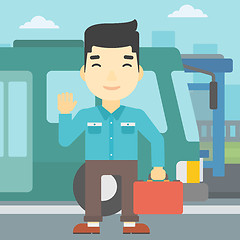 Image showing Man travelling by bus vector illustration.