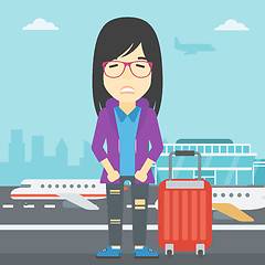 Image showing Woman suffering from fear of flying.