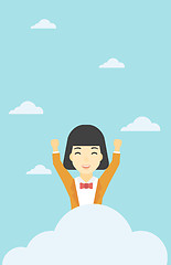 Image showing Woman sitting on cloud vector illustration.