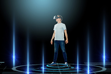 Image showing happy man in virtual reality headset or 3d glasses