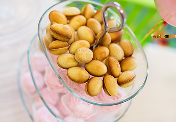 Image showing close up of sweets and cookies on serving tray