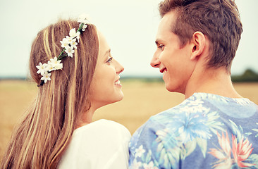 Image showing happy smiling young hippie couple outdoors