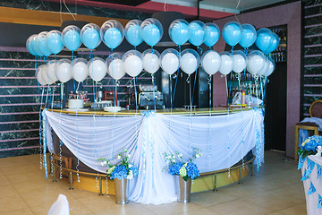 Image showing Interior of the restaurant, decorated