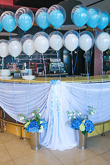 Image showing Interior of the restaurant, decorated