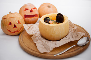 Image showing pumpkin soup served