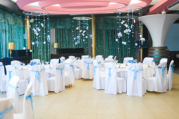 Image showing Interior of the restaurant, decorated