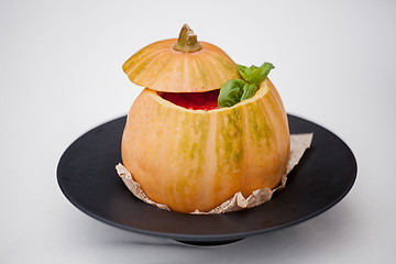 Image showing pumpkin soup served