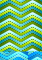 Image showing Abstract green and turquoise curved stripes