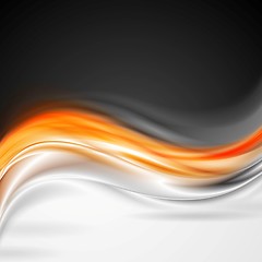 Image showing Shiny orange grey wave background