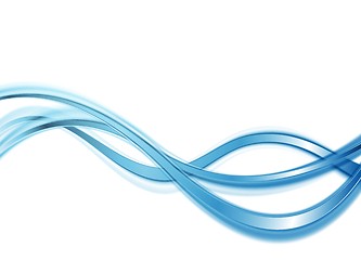 Image showing Blue smooth abstract waves on white background