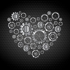 Image showing Love heart from tech metallic gears